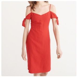 NWT A&F Tie Shoulder Red Midi Dress